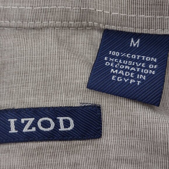 Izod Men's Light Brown, Mocha 100% Cotton Button Down Dress Shirt. Size Medium - Picture 11 of 12
